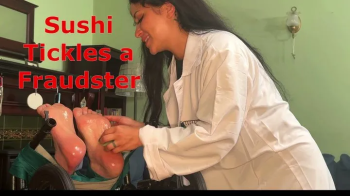 Sushi Xhyvette Tickles a Fraudster - Female Foot Tickling Male With Extra Ticklish Feet.webp