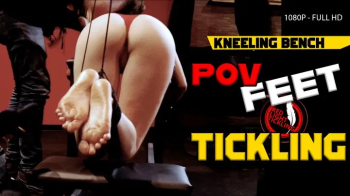 Tickling Bench for Ticklish GINA! Petite Girl Tied Up, Foot Tickled, Small Wrinkled Soles - Sensitive Feet & Armpits Fet.webp