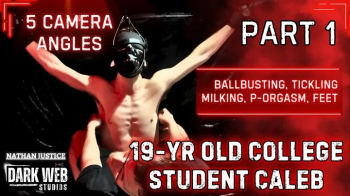 19-Year Old College Twink Caleb Gets No Mercy Tickled, Ballbusted, and Post Orgasm Milked (Part 1).webp