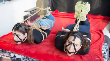 Sofi and Sally_Bondage in jeans and black sweatshirts with jute ropes_Part 1-3_Full version.webp