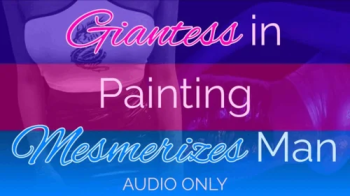 Giantess in Painting Mesmerizes Man.webp
