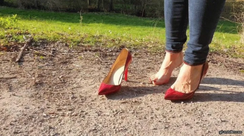 walking barefoot in red Louboutins with dirty feet HD mp4 1920x1080.webp
