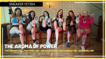 The Aroma of Power- Submissives Savor the Physical Effort of Six Dominatrices (720 EN SUB) - Foot Domination - Foot Smel.webp