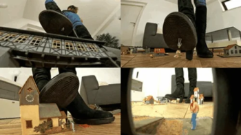 Giantess destroys a tiny village under her boots.webp