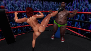 Topless female and mixed pro wrestling- Carla destroys Piggu in the ring LOW.webp