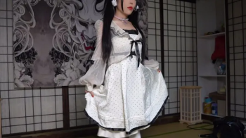 bondage-Hands tied with tape, head covered by skirt, have you ever seen an interview like this.webp