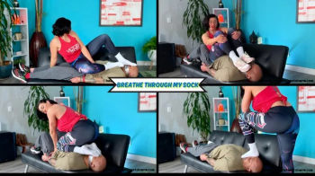 Breathe Through My Socks- Goddess Rapture Makes Her Slave Take Her Chest Sitting and Stomach Sitting While Giving Him So.webp
