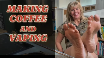 Foot Fetish - Bare Feet Up Making Coffee & Vaping.webp