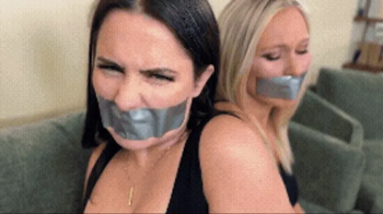 Leather and Tape (4K MP4) Zoey Chanel, Tilly McReese, and Dominique Toulouse- Tape Gagged, Gag Talk, Handcuffed, Struggl.webp