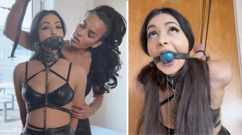 Femdom Bondage- Leash, Penis Gag & Door Suspension. Jezebel Part1 (4K +BTS).webp