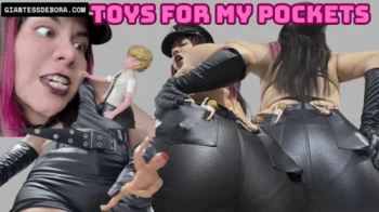 Giantess play with his toys in pockets.webp