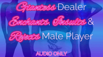 Giantess Dealer Enchants, Insults & Rejects Male Player.webp