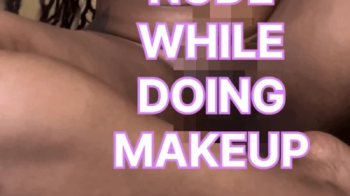 Unaware Ebony Giantess- Legs Spread While Doing My Makeup tiny shrunken man pussy worship vagina worship Voyuer belly bu.webp
