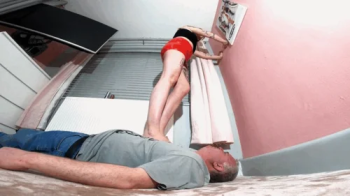 Jennifer Barefoot Trampling In A PVC Skirt FLOOR CAM (4K).webp