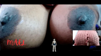 Macro Man Giant Breast Comparison - Ebony Unaware Giantess Mael.webp