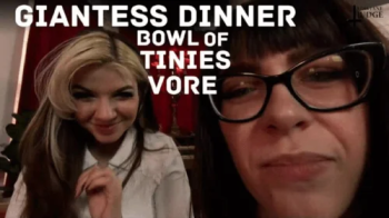 Giantess Dinner Bowl of Tinies Vore - featuring Fae D'Cay and Jane Judge, with hungry giantesses eating tiny men, with m.webp