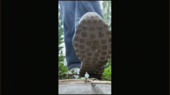 Tiny gardener under giantess's sneakers.webp
