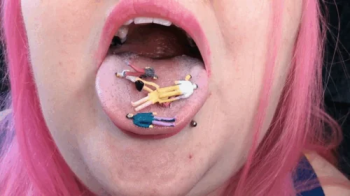Giantess Daisy devours her tiny intruders – POV Teasing, crushing, & oral vore.webp