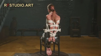 Venera - Chair Bondage on the Turntable, Stuffed Mouth with Microfoam Tape Gag (FULL HD MP4).webp