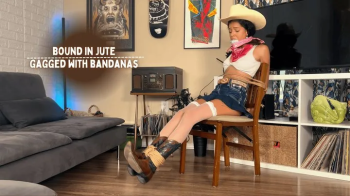 Cowgirl Bound By Jute, Gagged With Her Own Bandanas Feat Aria Nicole and Nyxon 4K.webp