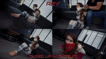 Rey in White Spandex Catsuit- Duct Tape Hogtie, Stuffed Gags & Muffled Struggles H265 MP4 4K ( tape, gag, stuffing, micr.webp
