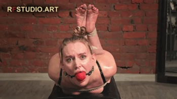 Katrina - Hogtied in Sexy Lingerie with Different Gags + Bastinado Bonus (UHD 4K MP4).webp