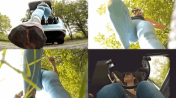 Crushed by the jogging giantess and stuck to her shoe sole (small version).webp