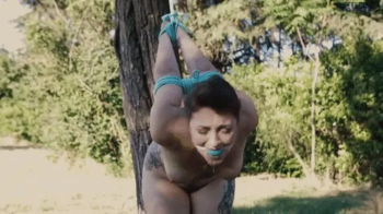 Royal tied to tree- massive drool & hands up mobile version.webp