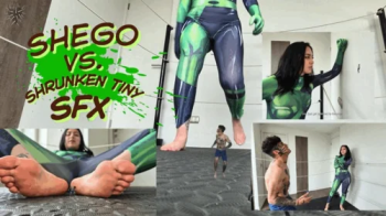 Shego Giantess VS Shrunken Tiny Man Wrestling SFX.webp