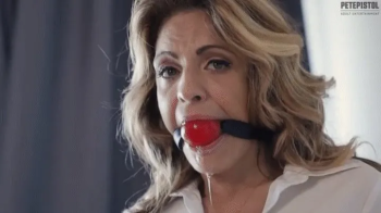 Alba Bondage- sexy secretary with three drooling ball gags mobile version.webp