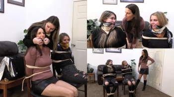 Kobe Lee Catches The Two Thieves - Kody Evans And London Evans Silk Scarf Gagging Damsel Bondage 4k.webp
