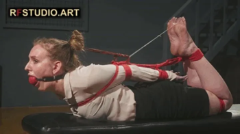 Katrina - The Secretary in Tight Hogtie with Red Ropes and Huge BallGag (UHD 4K MP4).webp