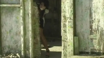 Upper body bund escape attempt in heels and mini skirt.webp