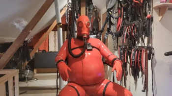 Christmas Sale - Red Rubber E-Stim Bondage Session.webp