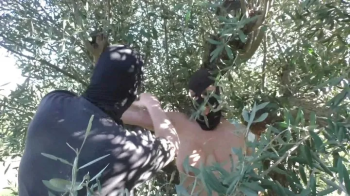 Slave Susi tied into an Olive Tree in the public Woods- Part 1 wmv SD.webp