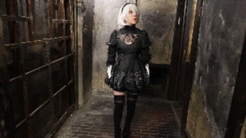MADE IN JAPAN 28- Yui, a videogame cosplayer tied up and gagged in an abandoned tunnel wearing her 2B outfit.webp