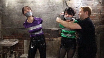 MADE IN JAPAN 29- CSI detectives Akane and Kanon Sugawara hogtied, and tightly wraparound tape gagged during an investig.webp