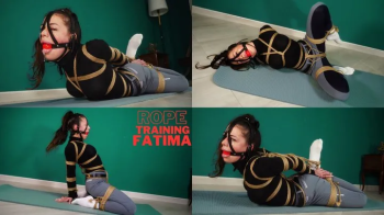 Rope training Fatima 2 - Rey & Fatima - 4K - Horsewoman, rider outfit, tied with crotch rope and gagged with harness gag.webp