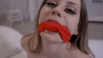 Ruby Shades cleave gagged and tape tied by Pete tries to escape in Slow Motion.webp