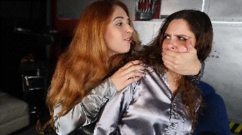 Mina and Christy Salome- -Single Redhead Female- Mina gets tied and gagged by a girl who wants to be like her.webp