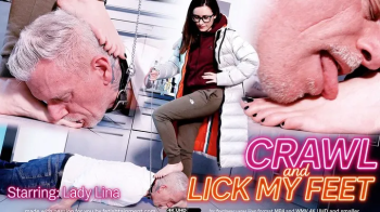 Femdomsquad Video Store - Crawl to me and kiss my feet ( Foot Worship Session with Nerd Lady Lina ).webp