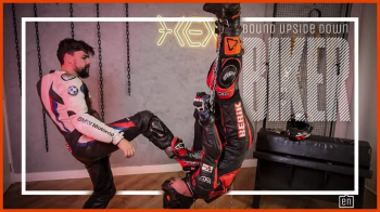 Hex Fetish - Hex caught and traps Caio upside down in biker suit (1080p ENG-sub) Chain Bondage - Bon.webp