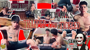 Str8crushfeet - David and Jerry - two straight mocking twinks trapped and tickled - Saw edition.webp