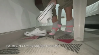 Margaritacrush - Slow Motion - Giantess Plays With Tinies on Her Feet While Working on a Laptop.webp