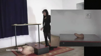 Mistress Cleo in pantyhose trample his slave to orgasm PP B mp4.webp