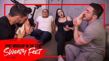 Gym girls Nara and Kiffa punish Hex and Pine with sweaty feet worship (720 EN-sub) Foot Domination - Foot Smelling - Soc.webp